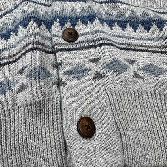 Faherty Cardigan Mens Large Blue Aztec Sweater Shawl Neck Soft Button Front - Picture 4 of 10